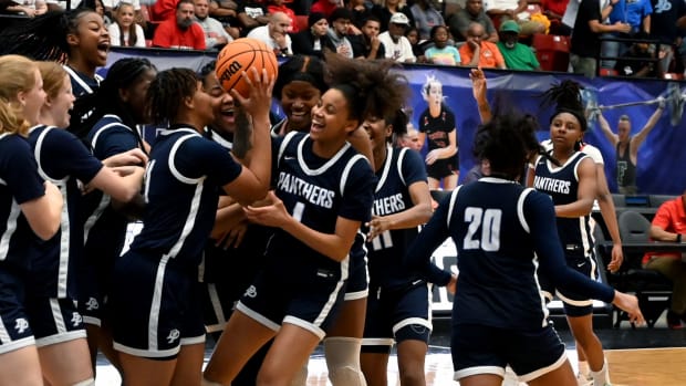 Orlando Dr. Phillips players celebrate after three-peating as the FHSAA Class 7A state champions on Saturday at The RP Funding Center.